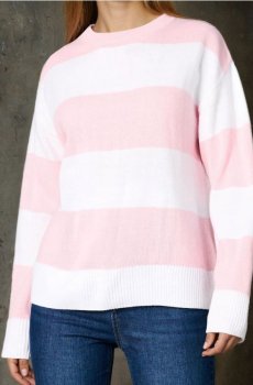 Светр у смужку - рожевий