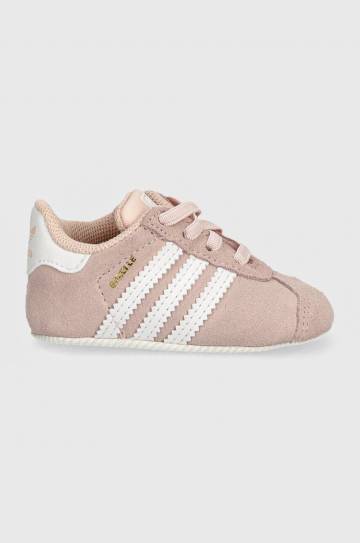 Кожаные кроссовки для младенцев adidas Originals GAZELLE CRIB цвет розовый JI2045 Кожаные кроссовки для младенцев adidas Originals GAZELLE CRIB цвет розовый JI2045
