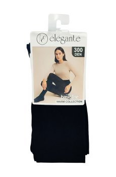 Колготы женские хлопковые Elegante Basic Line, 300 DEN, Nero, размер 3