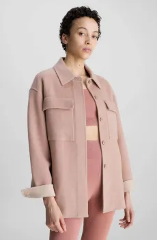 Женская пудровая шерстяная рубашка-пальто DOUBLE FACED Розовый 34 Calvin Klein K20K205856