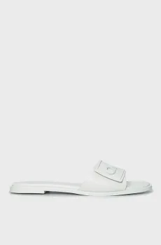 Женские мятные кожаные слайдеры FLAT SLIDE RELOCK LTH Ментоловый 39 Calvin Klein HW0HW01939