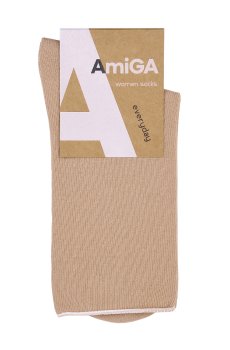 Носки женские AmiGA высокие, антистресс, бежевые, размер 23-25