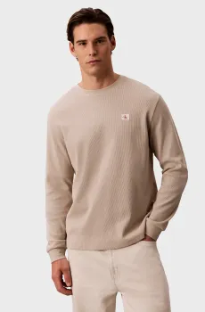 Мужской бежевый лонгслив WAFFLE Бежевый XL Calvin Klein Jeans LV040EM217