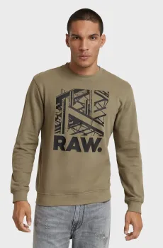 Мужской оливковый свитшот Construction Оливковый S G-Star RAW D24678,D562