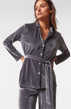 Женская серая рубашка VELVETY Серый S Etam 6529791