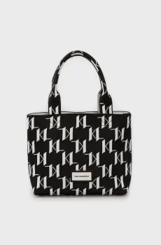 Женская черная сумка с узором K MONOGRAM KNIT TOTE Черный ONESIZE Karl Lagerfeld 241W3033