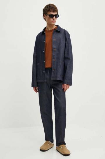 Джинсовая куртка A.P.C. veste kerlouan logo brodee мужская цвет синий переходная COZZI.H03205 Джинсовая куртка A.P.C. veste kerlouan logo brodee мужская цвет синий переходная COZZI.H03205