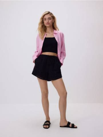 Reserved - Ажурні шорти - чорний - 174BP-99X