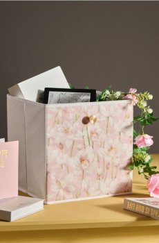 Коробка для зберігання з квітковим мотивом - пильно-рожевий