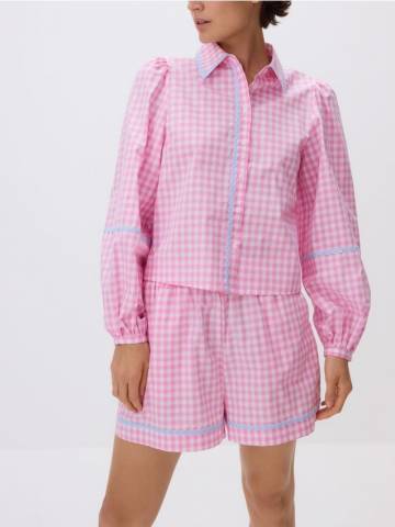 Reserved - Картаті шорти - пастельний рожевий - 949IL-03X