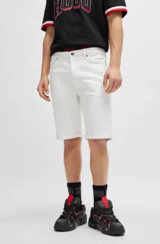 Мужские белые джинсовые шорты Белый 34 HUGO 50511306;100