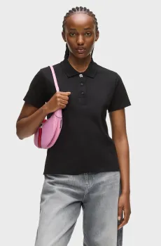 Женское черное поло IKON Черный XL Karl Lagerfeld B1W17035