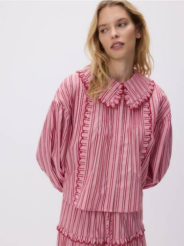 Reserved - Сорочка з декоративним коміром - рожевий - 654HE-30X