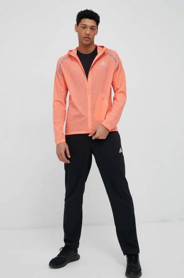 Куртка для бега adidas Performance Marathon цвет оранжевый переходная Куртка для бега adidas Performance Marathon цвет оранжевый переходная