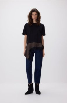 Reserved - Ассиметричная футболка - темно коричневий - 435KL-89X