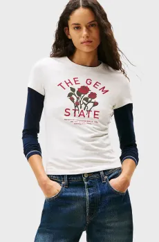 Женская светло-серая футболка IDAHO NOVELTY Серый XS Tommy Jeans DW0DW21788