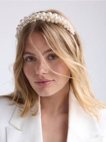Reserved - Обруч із імітацією перлин - кремовий - 919CO-01X