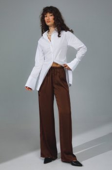 Коричневі сатинові штани прямого крою