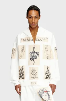 Мужское белое худи S-BOXT-HOOD Diesel x Damiano David Белый XS Diesel A17795 0SPEK