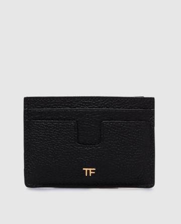 Черный кожаный картхолдер с монограммой логотипа