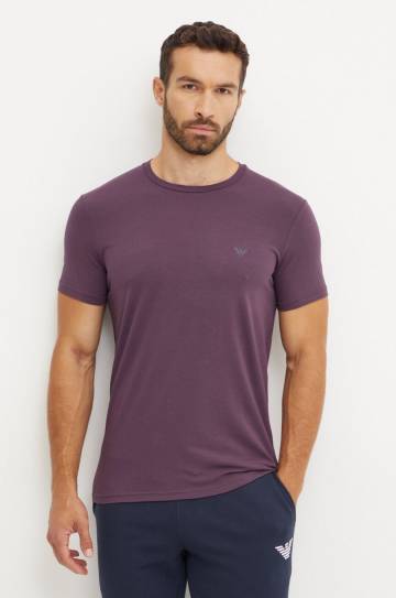Футболка лаунж Emporio Armani Underwear 2 шт цвет фиолетовый однотонная 111267 4F720 Футболка лаунж Emporio Armani Underwear 2 шт цвет фиолетовый однотонная 111267 4F720