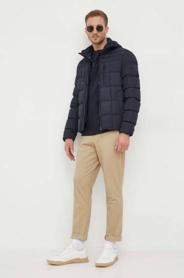 Хлопковая кофта лаунж Tommy Hilfiger цвет синий с капюшоном с аппликацией Хлопковая кофта лаунж Tommy Hilfiger цвет синий с капюшоном с аппликацией