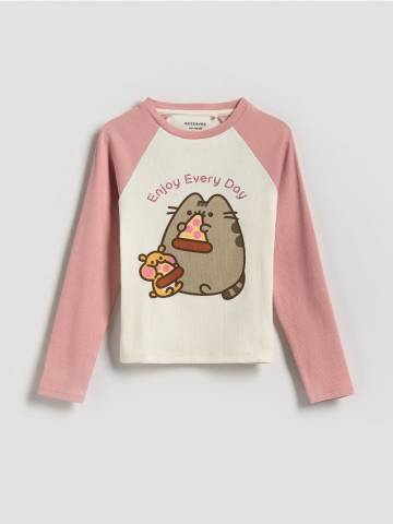 Reserved - Бавовняний лонгслів Pusheen - пильно-рожевий - 339FT-39X Reserved - Бавовняний лонгслів Pusheen - пильно-рожевий - 339FT-39X