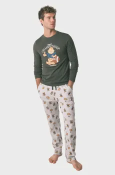 Мужская пижама (лонгслив, брюки) Garfield Разноцветный XXL womensecret 2762202