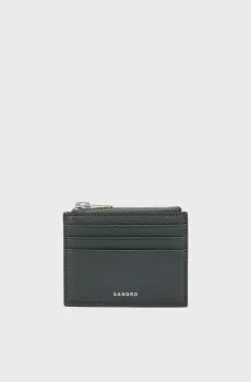 Мужской серый кожаный кардхолдер Серый ONESIZE Sandro SHAPM00196_Steel