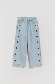 Reserved - Джинси wide leg з вишивкою - синій - 296HN-50J