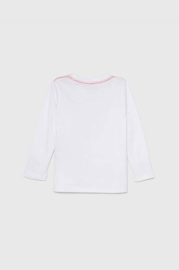Хлопковый детский лонгслив Guess цвет белый с принтом N84I24 K8HM0 Хлопковый детский лонгслив Guess цвет белый с принтом N84I24 K8HM0