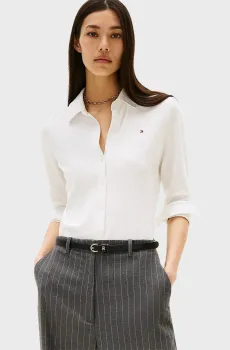 Женская белая рубашка 1985 SLIM PIQUE Белый XS Tommy Hilfiger WW0WW43528