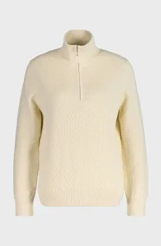 Женская бежевая кофта COTTON TEXTURED HALF-ZIP Бежевый L Gant 4805410