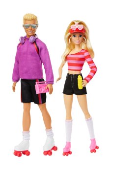 Игровой набор Barbie Барби и Кен на роликах вдвоем, с 3 лет, 32.8*25.6*6.3 см, 10 деталей (HXK90)
