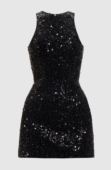 Черное твидовое платье мини в пайетке