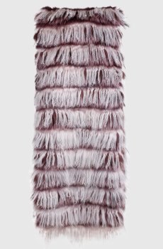 Серый шарф из меха ламы и лисы