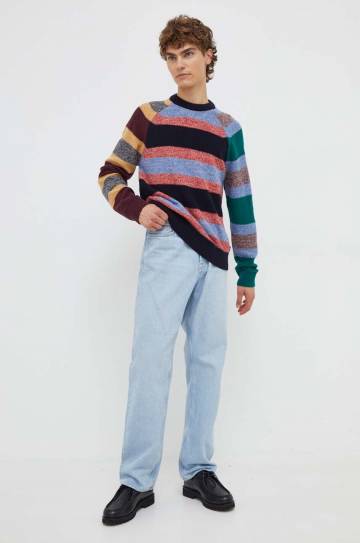 Шерстяной свитер PS Paul Smith мужской цвет синий лёгкий Шерстяной свитер PS Paul Smith мужской цвет синий лёгкий