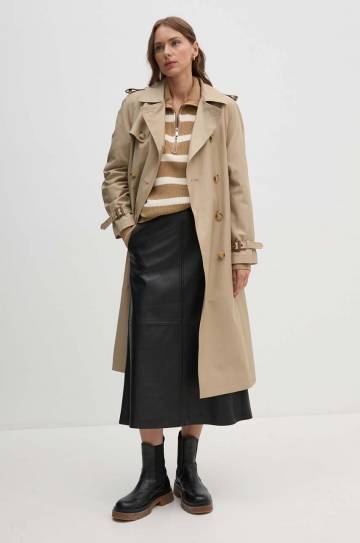 Хлопковый свитер Tommy Hilfiger цвет бежевый с гольфом WW0WW42141 Хлопковый свитер Tommy Hilfiger цвет бежевый с гольфом WW0WW42141