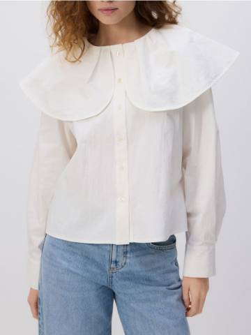 Reserved - Сорочка з декоративним коміром - кремовий - 427IM-01X