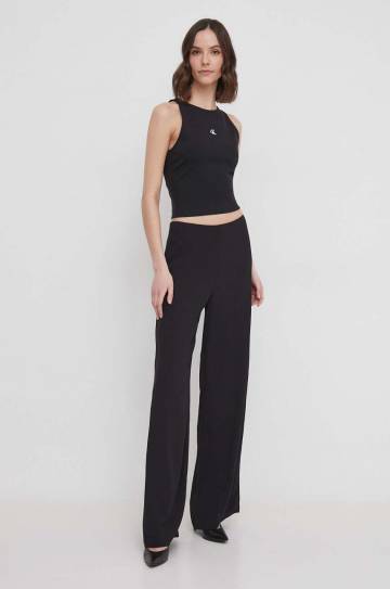 Брюки Calvin Klein Jeans женские цвет чёрный широкие высокая посадка Брюки Calvin Klein Jeans женские цвет чёрный широкие высокая посадка