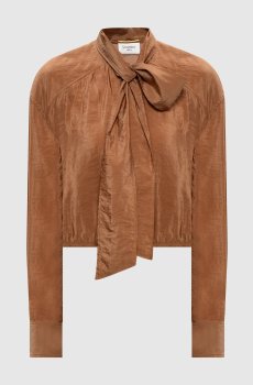 Коричневая блуза с эффектом жатки