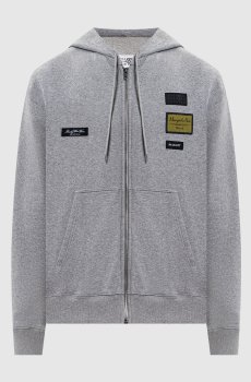 Серая спортивная куртка с нашивками