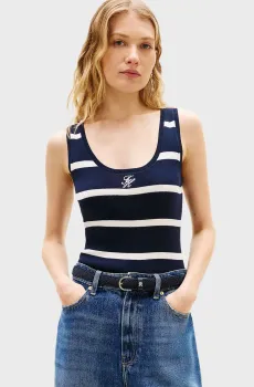 Женская темно-синяя майка в полоску NEEDLE Синий M Tommy Hilfiger WW0WW48480