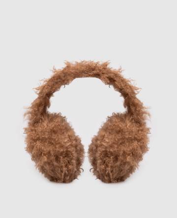 Бежевые утепленные наушники с логотипом