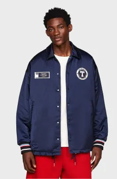 Мужская темно-синяя куртка TJCU LONG VARSITY COACH Синий S Tommy Jeans DM0DM18496