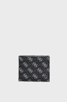 Мужской черный кожаный кошелек с узором MITO BILLFOLD WITH COIN POCKET Черный ONESIZE Guess SMVELELEA20
