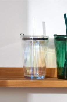 Багаторазовий стакан з соломинкою - білий
