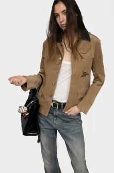 Женская бежевая вельветовая куртка Veram Бежевый M ZADIG&VOLTAIRE WWOW01738_COOKIE