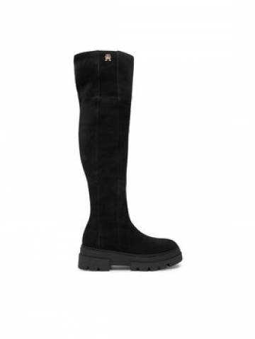 Tommy Hilfiger Ботфорти Suede Over-The-Knee Boot FW0FW08159 Чорний Tommy Hilfiger Ботфорти Suede Over-The-Knee Boot FW0FW08159 Чорний