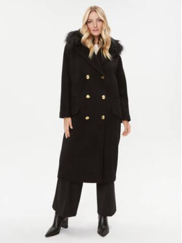Elisabetta Franchi Вовняне пальто CP-44D-36E2-008339 Чорний Regular Fit Elisabetta Franchi Вовняне пальто CP-44D-36E2-008339 Чорний Regular Fit